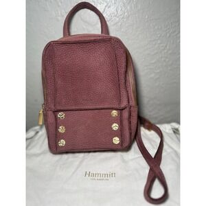Hammitt Hunter Mini Backpack Plum Pebbled Leather Gold Hardware w Dust‎ Bag